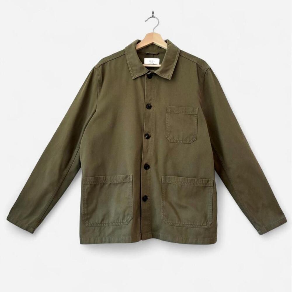 $330 Reiss Army Green Chore Coat Luxury Utility Workwear Gorpcore Size Small